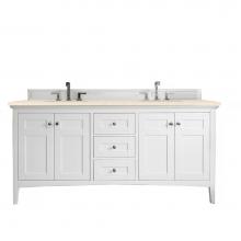 James Martin Furniture 527-V72-BW-3EMR - Palisades 72'' Double Vanity, Bright White, w/ 3 CM Eternal Marfil Quartz Top