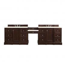 James Martin Furniture 825-V118-BNM-DU-EMR - De Soto 118'' Double Vanity Set, Burnished Mahogany w/ Makeup Table, 3 CM Eternal Marfil