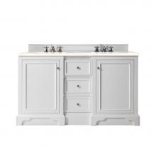 James Martin Furniture 825-V60D-BW-3EMR - De Soto 60'' Double Vanity, Bright White, w/ 3 CM Eternal Marfil Quartz Top